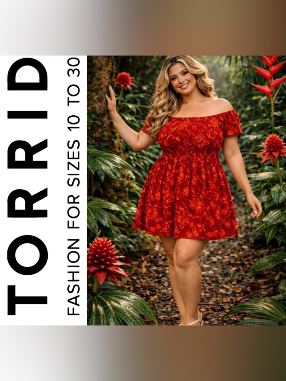 Torrid Red & Orange Tropical Floral Super Soft Mini Dress, Large, NWT!